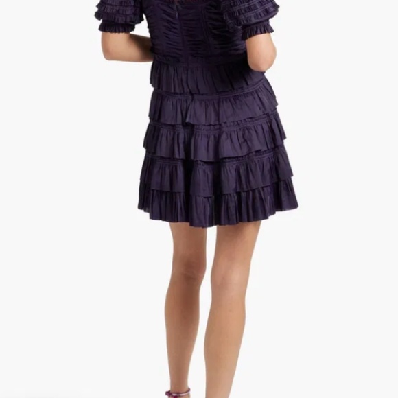 Lucette Tiered Satin Mini Dress (US 8) - Picture 2 of 4